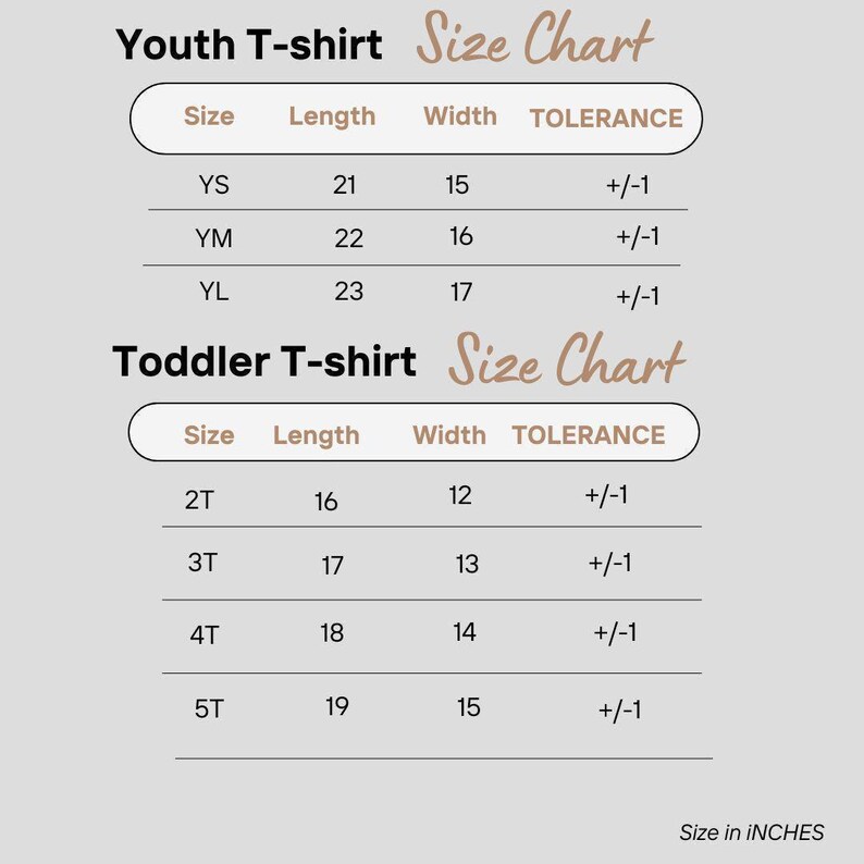 a child's t - shirt sizes chart for sizes
