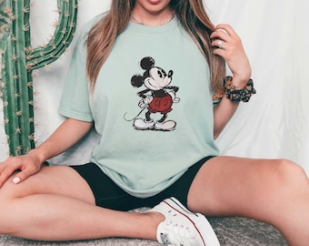 Sketch Mickey Mouse Comfort Colors Tee, Disneyland Gift