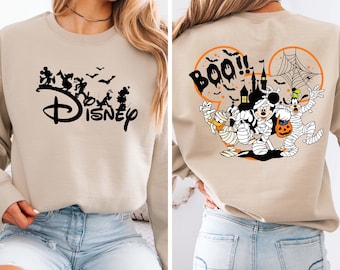 Mickey And Friends Halloween Boo Sweatshirt, Halloween Disney Mummy Two Sided Adult Crewneck, Spooky Vibes , Mickey Not So Scary Hoodie