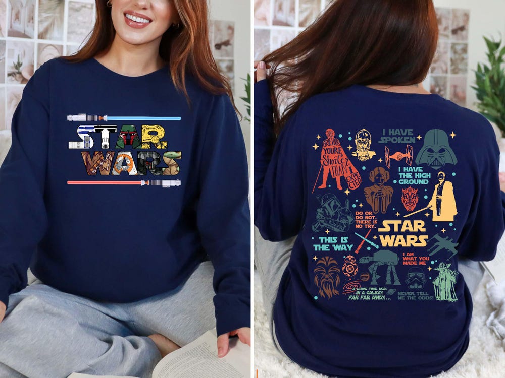 Comfort Retro Star Wars Long Sleeve Shirt, Disney Star Wars Long Sleeve, Star Wars Characters Long Sleeve, Galaxy Edge Long Sleeve