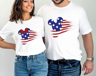 Disney Mickey And Minnie America Couple Shirt, Disneyland America Tee, Disney 4th Of July Shirt, Patriotic America Shirt, Memorial Day Shirt