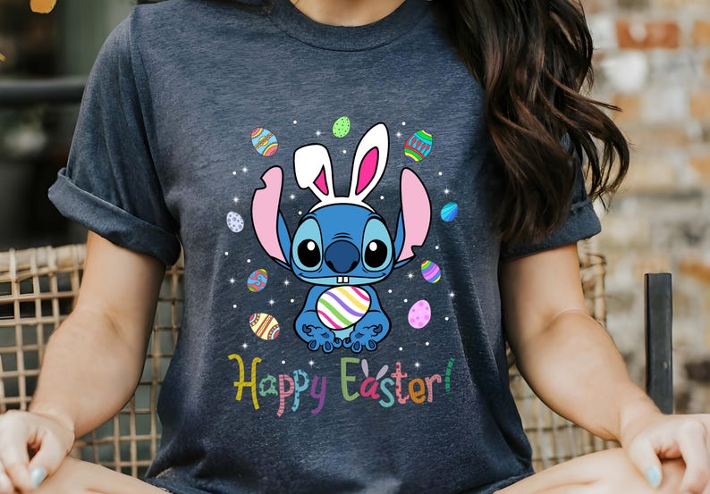 Stitch Easter Shirt, Comfort Colors Disney Lilo & Stitch Tee, Easter Bunny Shirt, Easter Spring Shirt, Funny Easter Stitch Bunny Tee