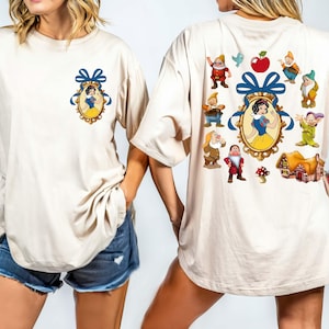 Vintage Snow White And Seven Dwarf Coquette Shirt, Comfort Colors® Princess Snow White Mirror Bow Shirt, Disney Castle Girls Trip T-shirt