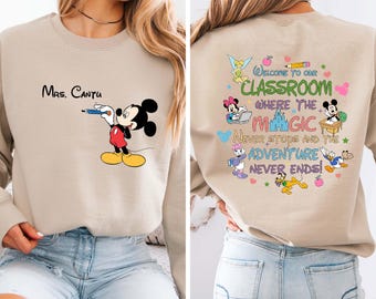 Personalized Disney Teacher Sweatshirt, Custom Name, School Hoodie