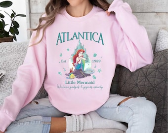 Vintage Disney Little Mermaid Sweatshirt, Atlantica Sweatshirt, Disney Women's Little Mermaid Ariel Hoodie, Mermaid Birthday Party