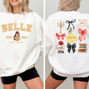 Disney Belle Sweatshirt, Two sided Princes Belle Coquette Bow Sweatshirt, Magic Kingdom Sweater, Disney Girls Trip Hoodie