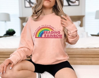 Comfort Colors Reading Rainbow Long Sleeve Shirt, Retro Teacher