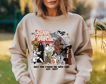 Star Wars Characters Group Sweatshirt, May The Force