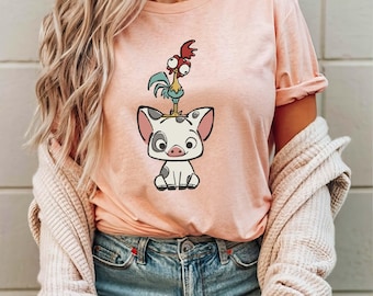 Comfort Colors Retro Moana Shirt, Pua and Hei Hei Tee