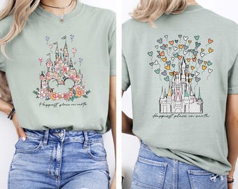 Happiest Place on Earth Shirt, Magic Kingdom Shirt, Disney Castle Floral Shirt, Magical World Shirt, Magical Kingdom, Disney World Shirt