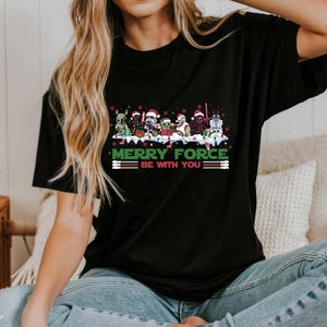 Merry Force Be With You Shirt, Star Wars Christmas Tee, Comfort Colors® Holiday Shirt, Disneyland Xmas Shirt, Star Wars Holiday Gift