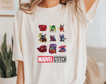 Funny Stitch Disney Marvel Shirt, Spider Man Deadpool Hulk Thor Shirt, Lilo Stitch Emotion Photos Tee, Comfort Colors Disneyland Family Trip