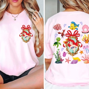 Disney Little Mermaid Bow Shirt, 2 sided Princes Ariel Coquette Comfort Colors Shirt, Magic Kingdom Shirt, Disney Girls Trip, Disneyland Tee