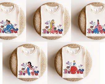 Princess 4th Of July Characters Shirt, Comfort Colors Patriotic Princess Shirt, American Freedom, Happy 4th Of July, Red White And Blue Tee