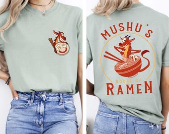 Camiseta de colores cómodos de Mushu's House of Ramen, camiseta retro de Mulan Dragon