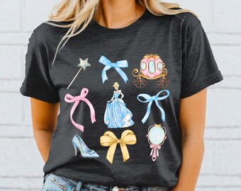 Camisa con lazo de la princesa Cenicienta, camisa de la princesa Cenicienta Comfort Colors®, viaje de niña a Disney, camisa de princesa a juego, princesa de Disneyland
