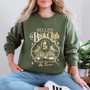 Retro Belle&#39;s Book Shop Sweatshirt, Tale As Old As Time Beauty And The Beast Sweatshirt, Disney Magic Kingdom Hoodie, Gift For Book Lover