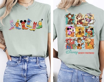 Comfort Color® Disney Mickey And Friends Cowboy Cowgirl Boots Shirt, Disney Western Country Tee, Disneyland Trip Matching Shirts