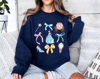 Princess Cinderella Bow Sweatshirt, Cinderella Sweatshirt, Girl Disney Trip, Princess Matching Sweatshirt, Disneyland Princess Sweatshirt