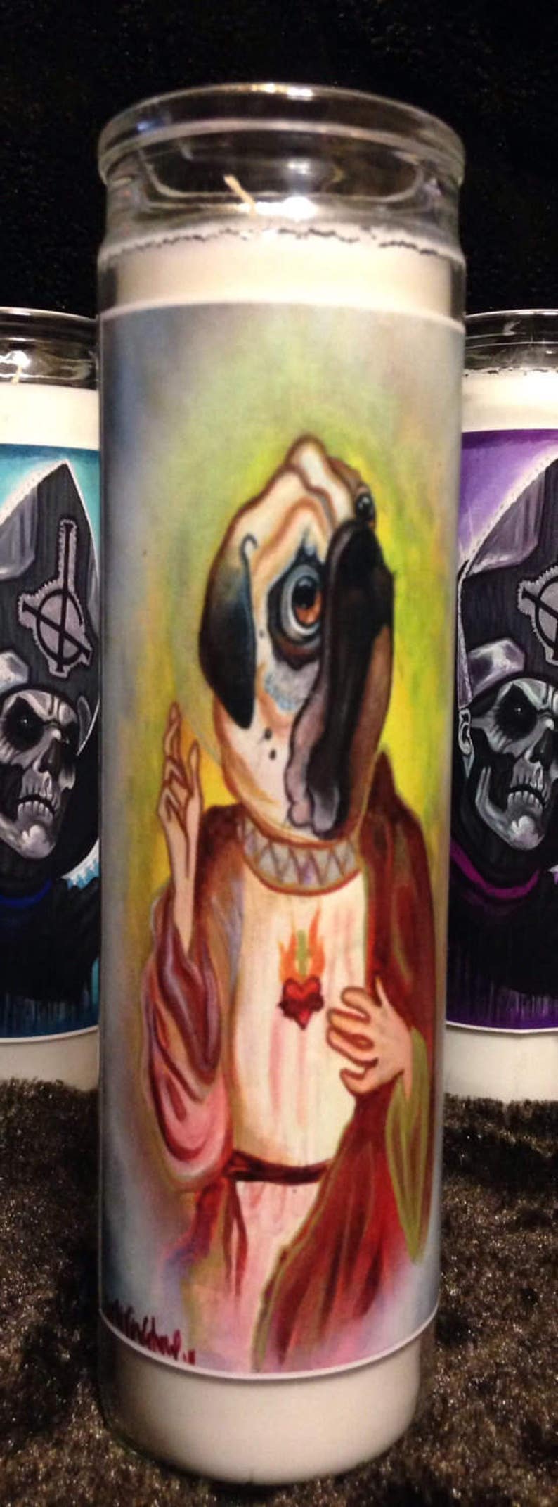 Pug Jesus Prayer Candle Funny Gifts Home Decor Funny Art Etsy