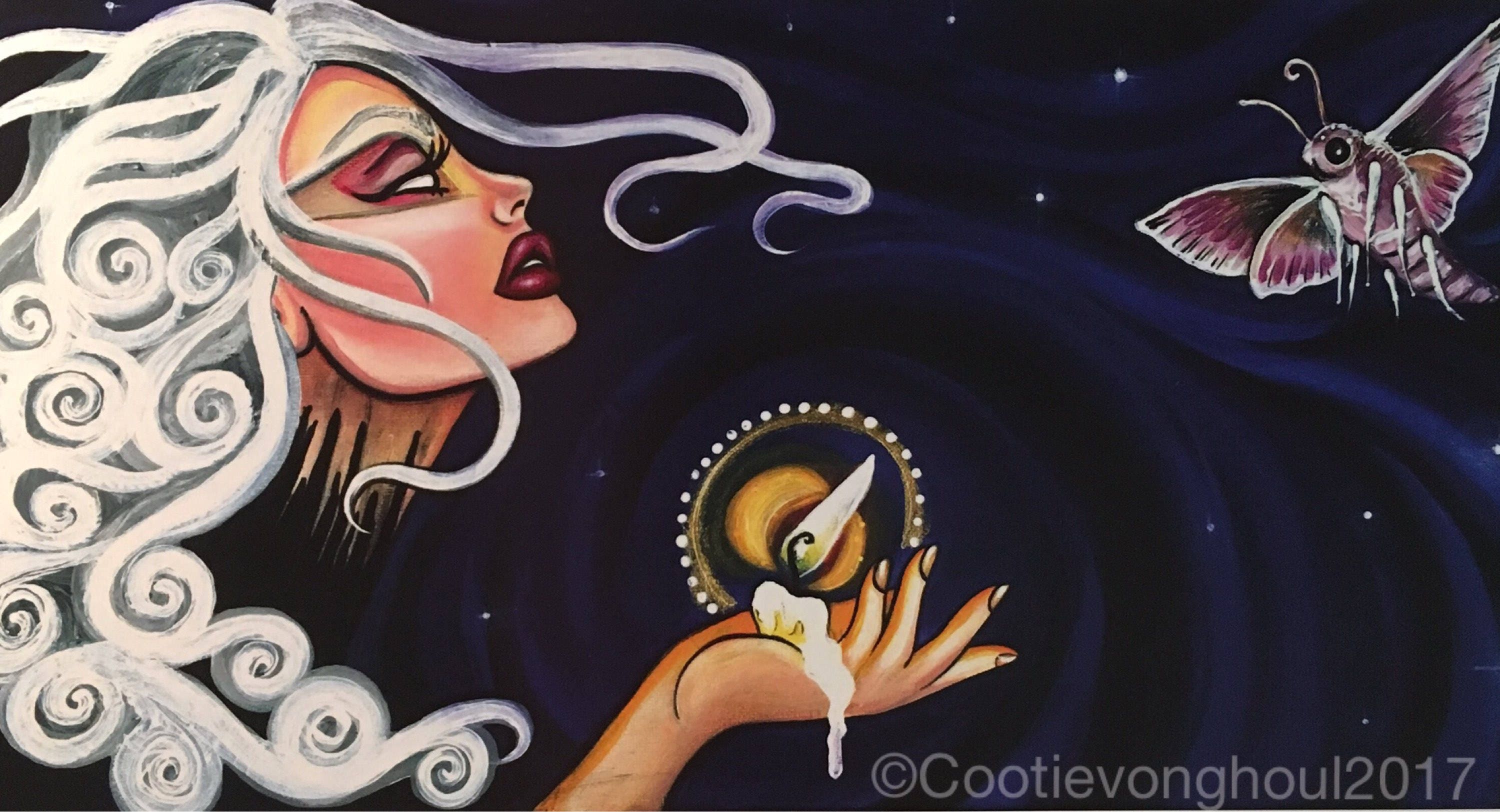 Moth to a Flame art print 11x17 Etsy