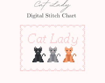 Cat Lady Needlepoint Stitch Chart