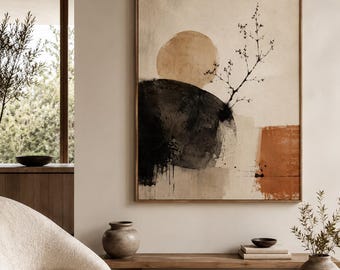Wabi Sabi Wall Art Prints Brown | Neutral Abstract Printable | Japandi Boho Terracotta Print | Above Bed Decor | Digital Download