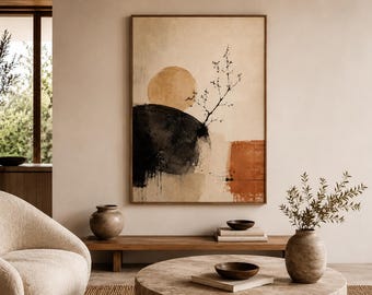 Wabi Sabi Abstract Wall Art Print | Terracotta Japandi Boho Decor (Digital Download)
