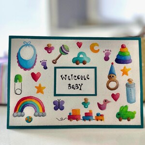 Custom Watercolor Welcome Baby Card – Personalized Handwritten Name – Hand-Painted Baby Items – Baby Shower Card – Blank Inside