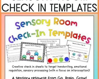 Plantillas de registro de entrada en la sala sensorial (sensorial/autorregulación/escritura a mano)