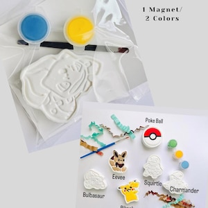 Pokemon Party Favors: Pokemon-Theme Magnet Paint Kits 1 Magnet/2 Colors