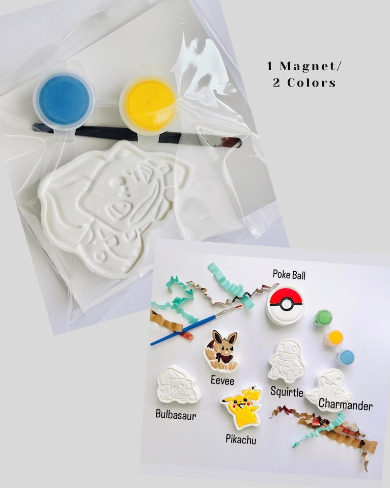 Pokemon Party Favors: Pokemon-Theme Magnet Paint Kits 1 Magnet/2 Colors