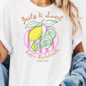 Zesty Lemon Bachelorette Shirt, Custom Citrus Themed Bach Party Tee, Main Squeeze Bride Shirt, Summer Beach Or Amalfi Coast Bridal Party Tee