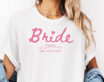 Custom Bride and Bridesmaid Shirt, Coquette Bachelorette Party Tee