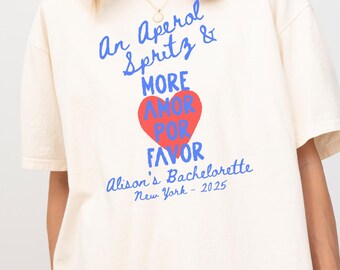 Aperol Spritz Bachelorette T-Shirt, Custom Spanglish Bride Tee