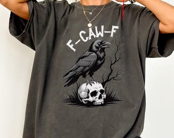 Comfort Colors Raven Skull T-Shirt, Gothic Humor Tee