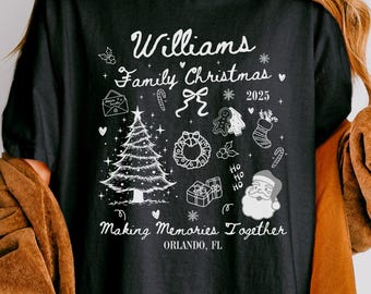 Personalized Family Christmas Doodles Shirt, Matching Trip Crew