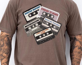 Retro Cassette Tape Graphic Tee, Classic Rock Mixtape Shirt