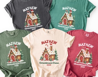 Personalized Christmas Family Gingerbread House Shirt, Custom Xmas Crew Tee