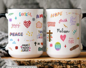 Christian Daily Affirmations Mug, Personalized Positivity Coffee Mug, Religious Motivational Cup, Rooted in Faith Mug, Faith based Gift
