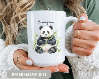 Personalized Panda Mug, Cute Baby Panda Coffee Cup With Name, Custom Panda Gift For Her Or Teens, Animal Lover Mug, Birthday Or Housewarming