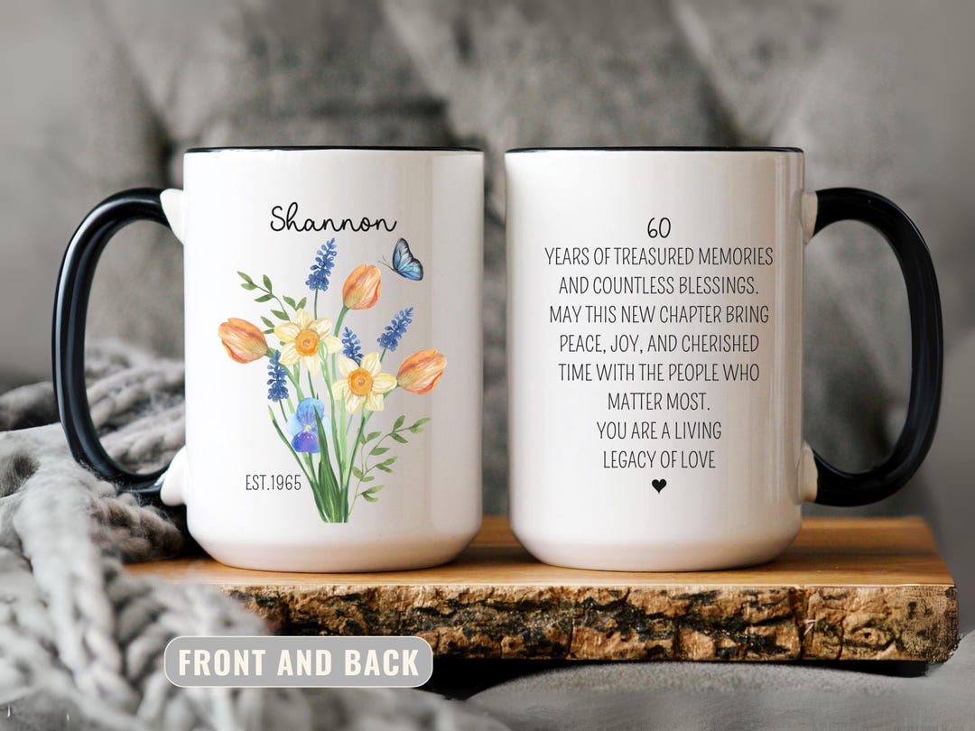 Personalized 60th Birthday Mug, Custom Floral Coffee Cup With Name for Her,  Chapter 60 Gift, 60 Years Old Keepsake Cup, Turning 60 Gift Idea - Etsy
