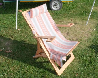 Boho White Striped Adjustable Outdoor Camping Chair