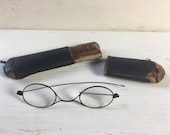Antique Wire Frame Eyeglasses with Case - Eyewear, Spectacles, Steampunk, Victorian Glasses