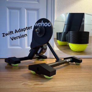 Zwift Ride & Wahoo Kickr Core compatible Rockerfeet 1 and 2 by MiniJim / Tennis Ball Rocker Plate Feet Bike Trainer + Front Adapter