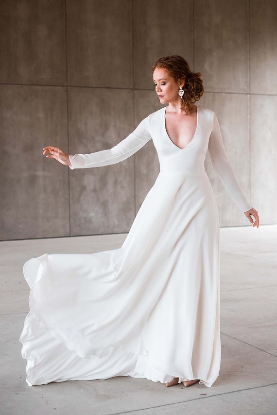 long sleeve crepe dress