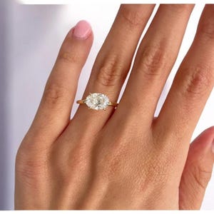 2CT East West Oval Cut Lab Grown Engagement Ring | Anniversary Ring Gold Horizontal Oval Wedding/Anniversary Ring, Six Prong Forever Ring