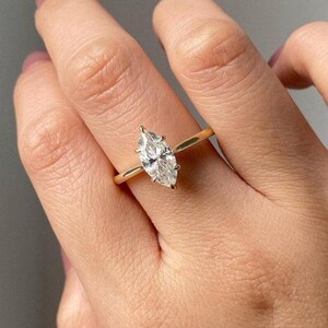 3CT Brilliant Marquise Cut Lab Grown Hidden Halo Six Prongs Engagement Ring Cathedral Shank Marquise Solitaire Anniversary Ring For Her