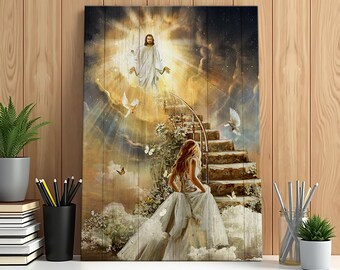 Stair to heaven, Beautiful heaven, Holy spirit dove, Jesus painting, Welcome home, Jesus Portrait Canvas Prints, Jesus Wall Art
