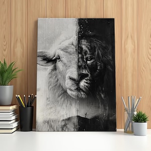 Lamb of God, The incredible combination, Jesus, Lion of Judah, Jesus Wall Art, Jesus Portrait Canvas Prints, Jesus Canvas Art, Jesus Poster